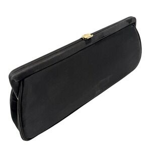 JR Florida Vintage‎ Clutch Purse Women's Black Fabric Exterior Gold Satin Chain